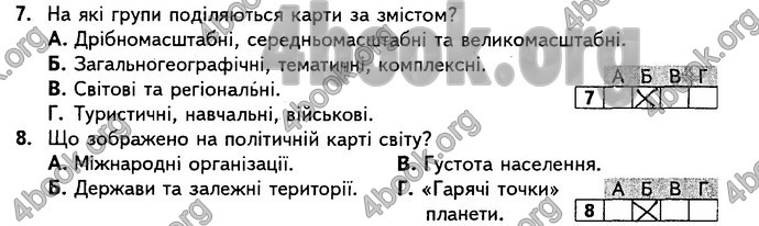 Відповіді Підсумкові контрольні Географія 8 клас Кобернік