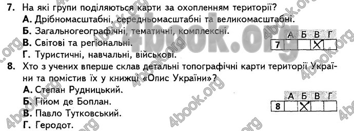 Відповіді Підсумкові контрольні Географія 8 клас Кобернік