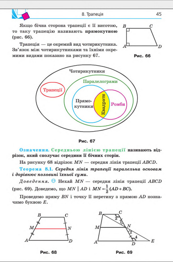 Підручник Геометрія 8 клас Мерзляк 2016