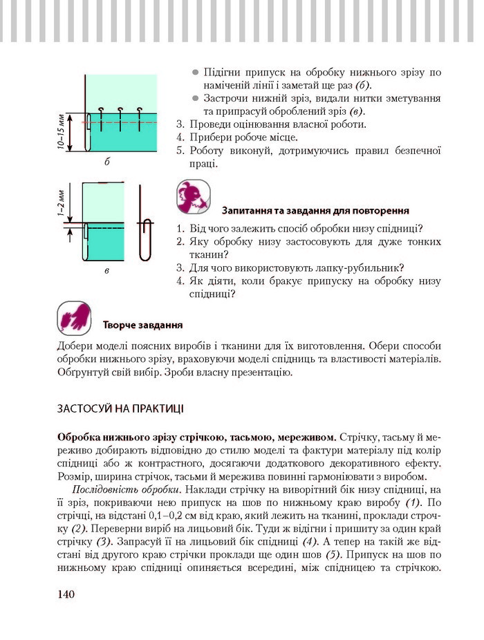 Трудове навчання 8 клас Терещук дівчата