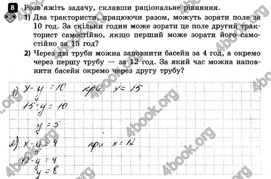 Ответы Зошит контроль Алгебра 8 клас Корнієнко 2016. ГДЗ