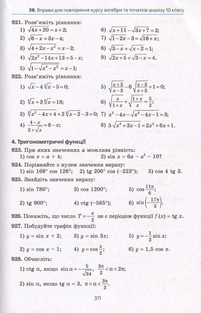 Алгебра 10 клас Мерзляк. Академічний рівень