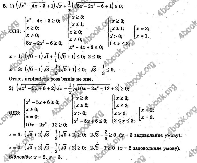 Відповіді Алгебра 10 клас Нелін. Акад. рівень. ГДЗ