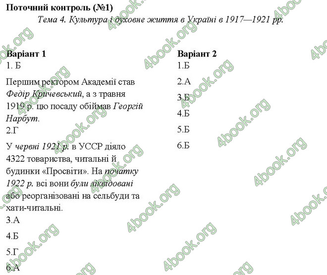 Відповіді Тестовий контроль Історія 10 клас Гісем. ГДЗ