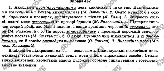 Ответы Українська мова 11 класс Бондаренко. ГДЗ