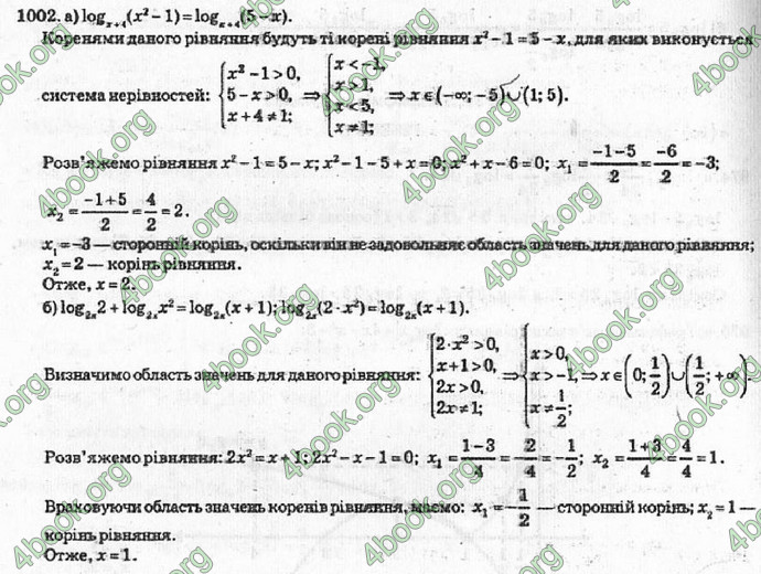 Відповіді Алгебра 10 класс Кравчук. ГДЗ