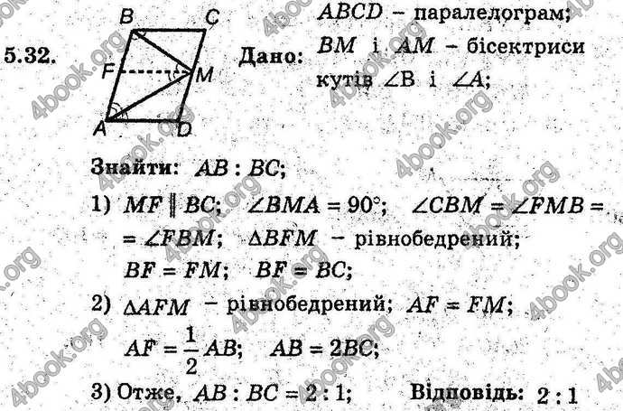 Відповіді Геометрія поглиблений 8 клас Мерзляк 2009. ГДЗ