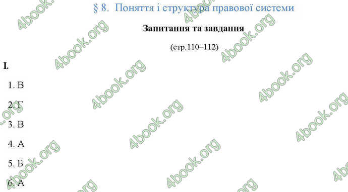 Відповіді Правознавство 10 клас Гавриш. ГДЗ