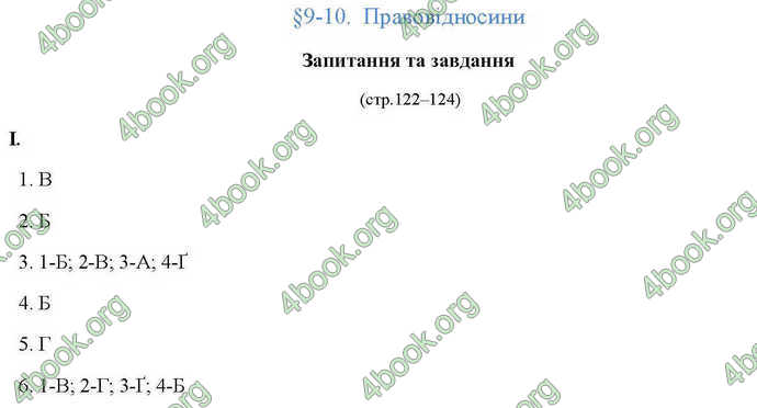 Відповіді Правознавство 10 клас Гавриш. ГДЗ