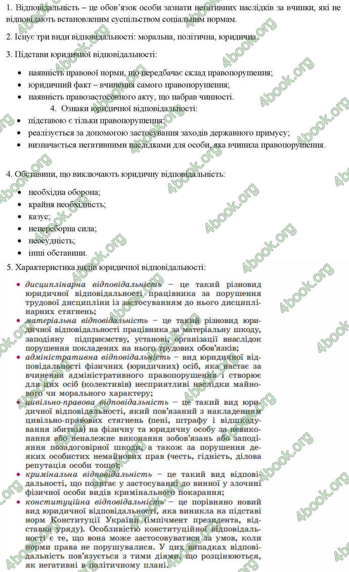 Відповіді Правознавство 10 клас Гавриш. ГДЗ