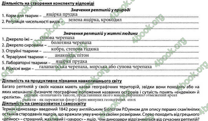 Відповіді Зошит Біологія 7 клас Соболь. ГДЗ