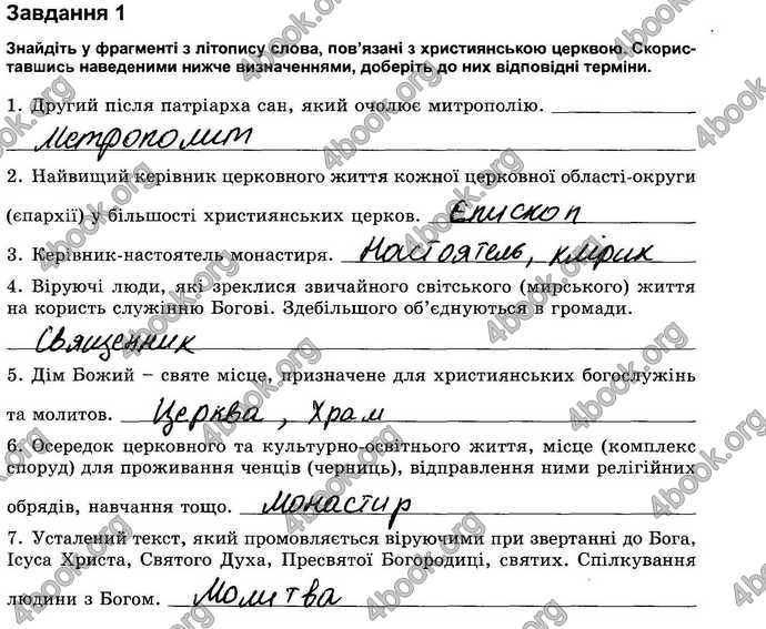 Відповіді Зошит контрольни Історія України 7 клас Власов. ГДЗ