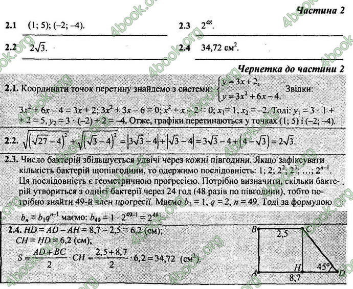 Відповіді Контрольні ДПА Математика 9 клас Березняк 2018