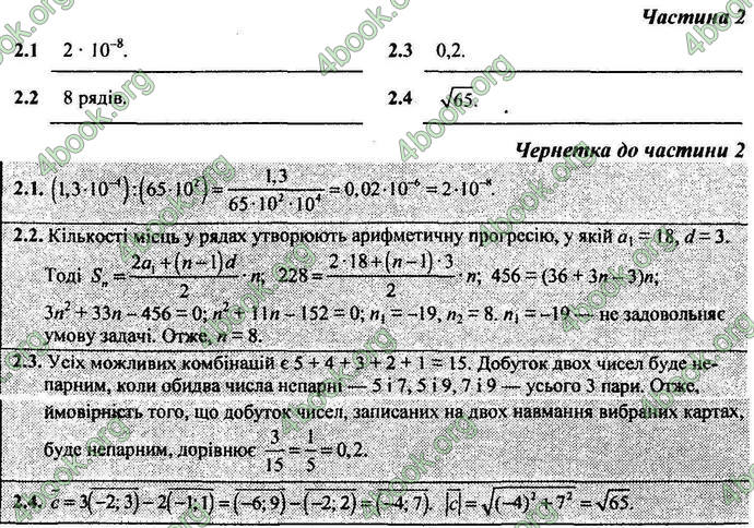 Відповіді Контрольні ДПА Математика 9 клас Березняк 2018