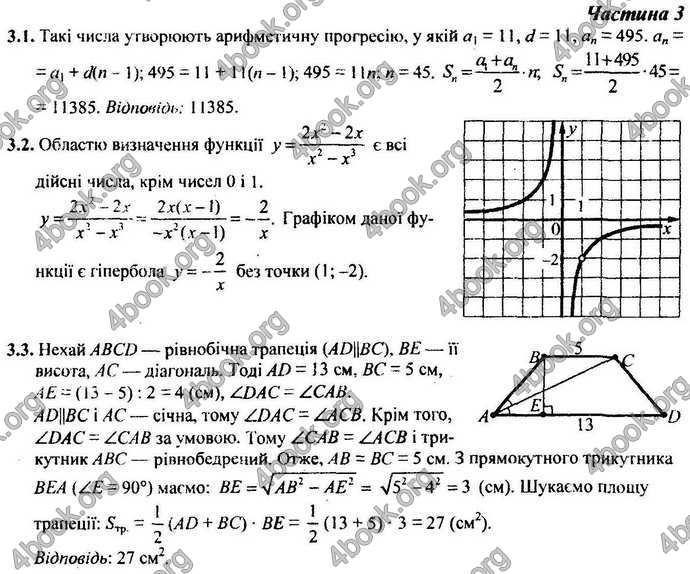 Відповіді Контрольні ДПА Математика 9 клас Березняк 2018