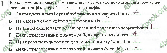 Решебник Зошит Біологія 10 клас Задорожний 2018 (Станд.)