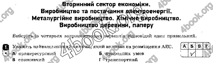 Відповіді Зошит контроль Географія 9 клас Вовк 2018. ГДЗ