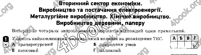 Відповіді Зошит контроль Географія 9 клас Вовк 2018. ГДЗ