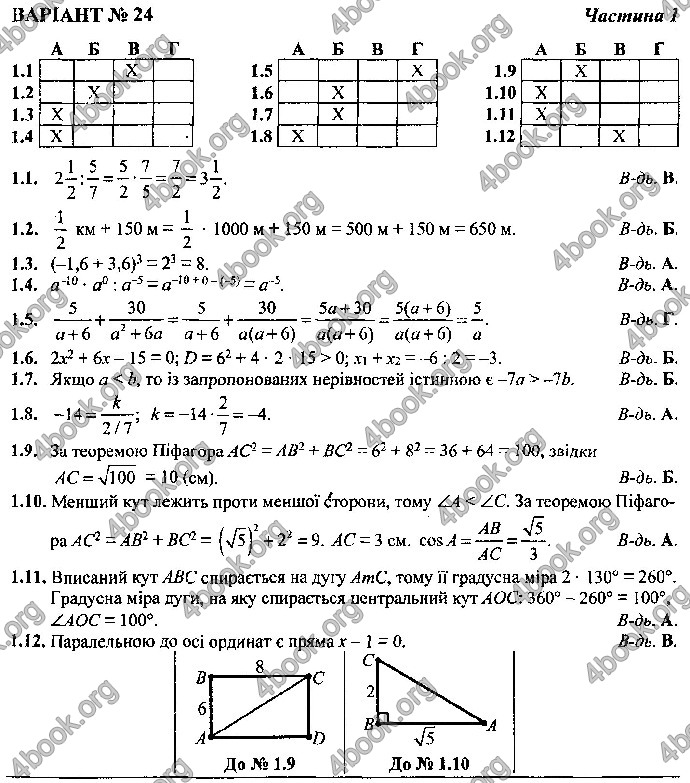 Відповіді Математика 9 клас ДПА 2019 Березняк. ГДЗ
