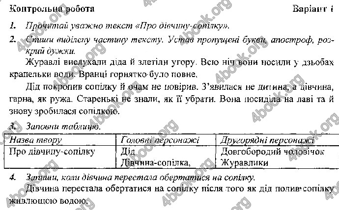 Відповіді Контрольні Українська мова 4 клас ДПА 2019 Сапун