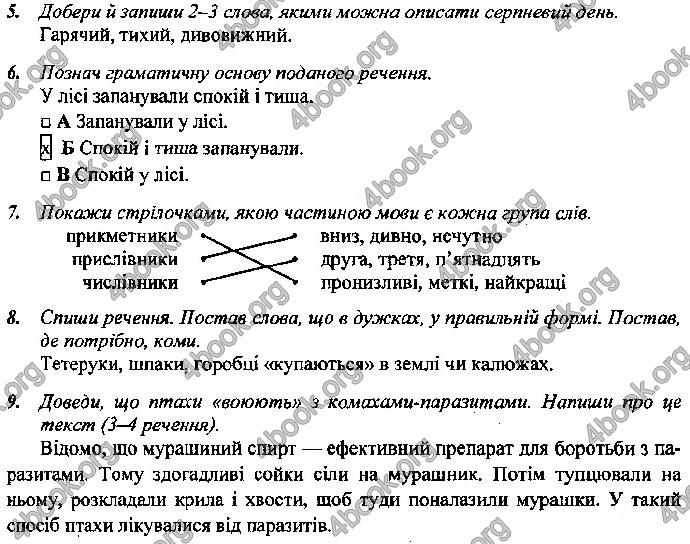 Відповіді Контрольні Українська мова 4 клас ДПА 2019 Сапун