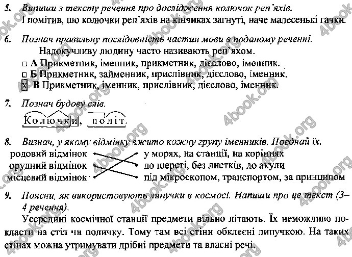 Відповіді Контрольні Українська мова 4 клас ДПА 2019 Сапун