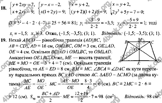 Відповіді Математика 9 клас ДПА 2019 Істер. ГДЗ