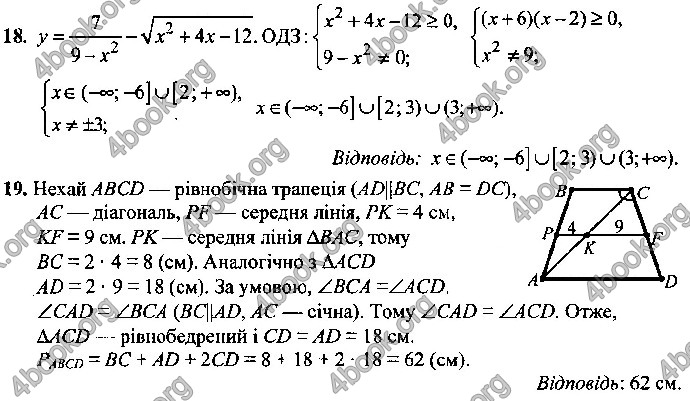 Відповіді Математика 9 клас ДПА 2019 Істер. ГДЗ