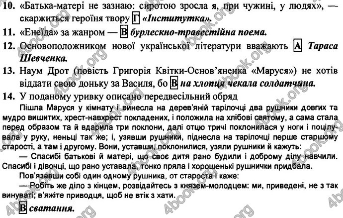 Відповіді ДПА Українська література 9 клас Витвицька 2019. ГДЗ