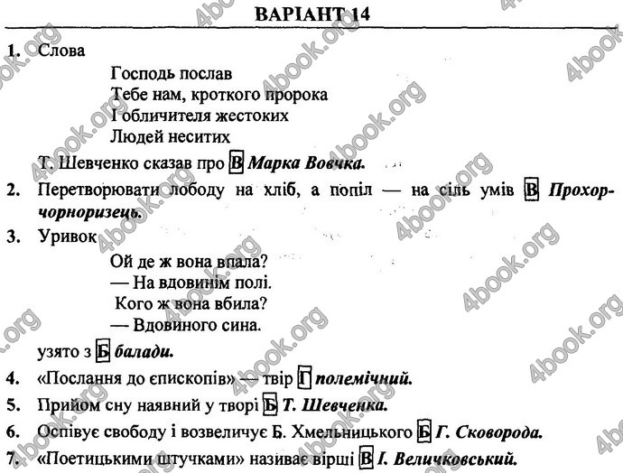 Відповіді ДПА Українська література 9 клас Витвицька 2019. ГДЗ