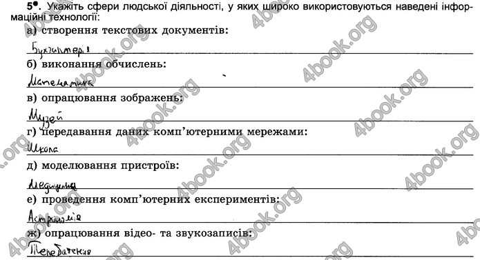 Відповіді Зошит Інформатика 5 клас Ривкінд 2018. ГДЗ