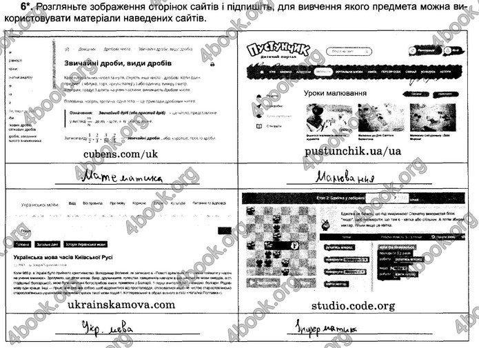 Відповіді Зошит Інформатика 5 клас Ривкінд 2018. ГДЗ