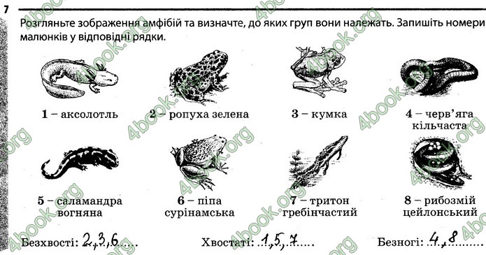 Відповіді Зошит Біологія 7 клас Задорожний. ГДЗ