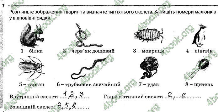 Відповіді Зошит Біологія 7 клас Задорожний. ГДЗ