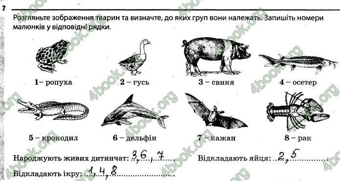 Відповіді Зошит Біологія 7 клас Задорожний. ГДЗ