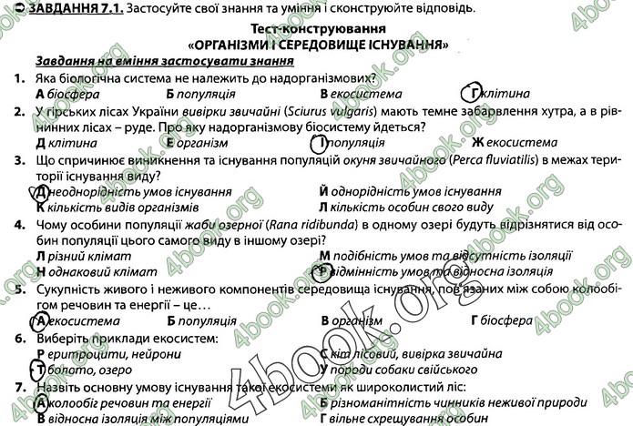 Збірник Біологія 7 клас Соболь