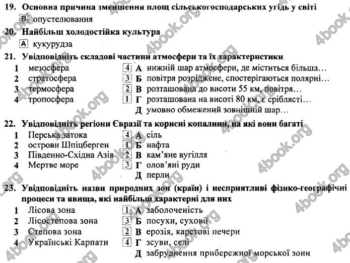 Географія 9 клас Кузишин ДПА 2020. Відповіді 