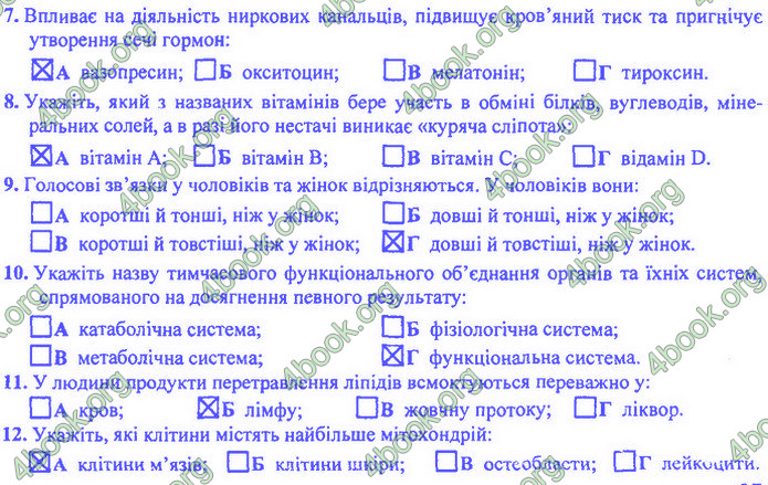 Біологія 9 клас Барна ДПА 2020. Відповіді