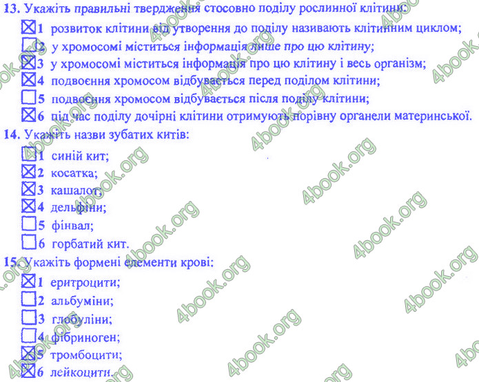 Біологія 9 клас Барна ДПА 2020. Відповіді