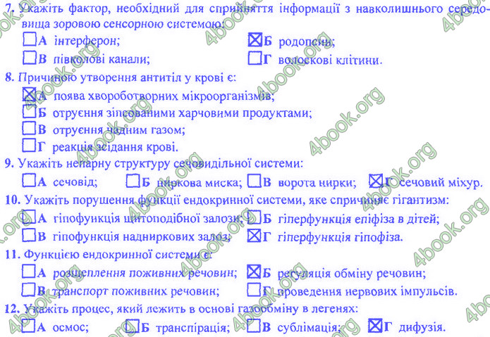 Біологія 9 клас Барна ДПА 2020. Відповіді