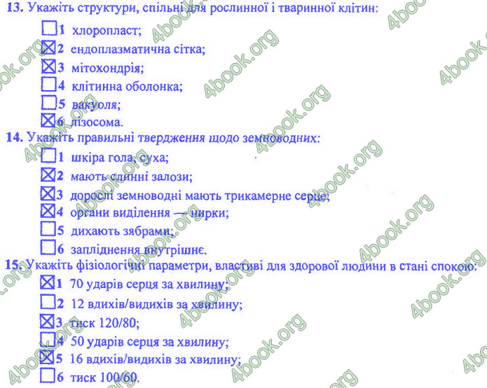 Біологія 9 клас Барна ДПА 2020. Відповіді