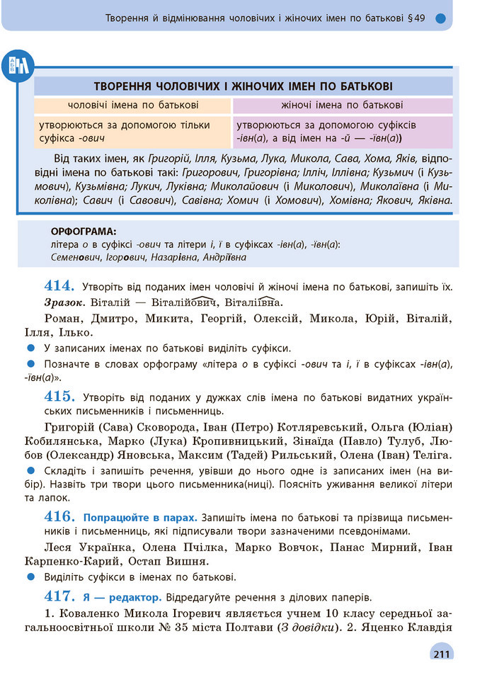 Українська мова 10 клас Глазова 2018