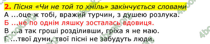 Відповіді Українська література 8 клас Авраменко 2016