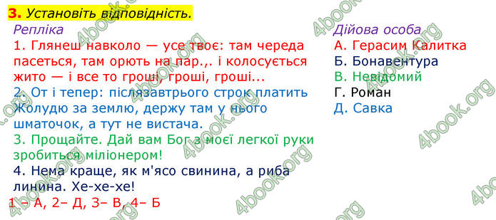 Відповіді Українська література 8 клас Авраменко 2016