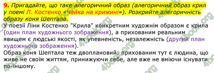 Відповіді Українська література 8 клас Авраменко 2016