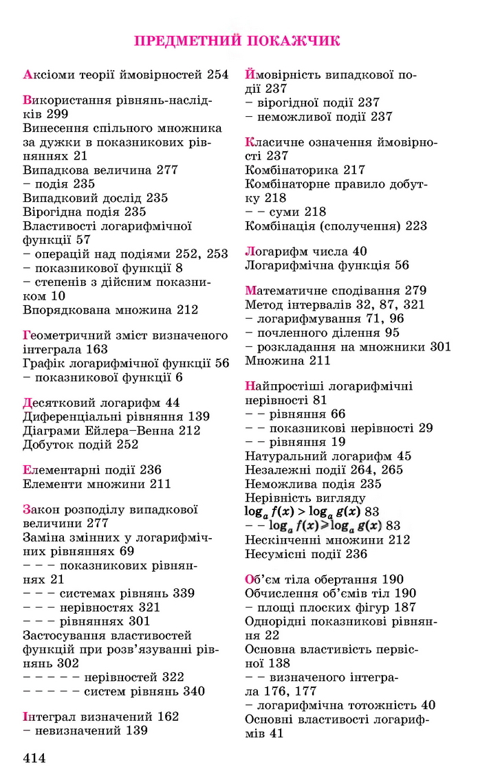 Алгебра 11 клас Істер