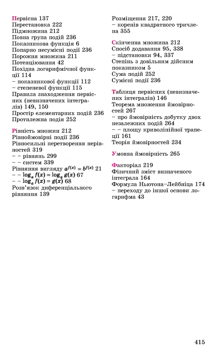 Алгебра 11 клас Істер