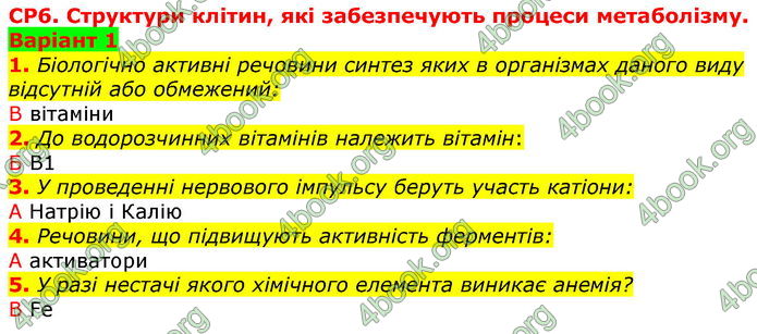 ГДЗ Зошит оцінювання Біологія 10 клас Безручкова