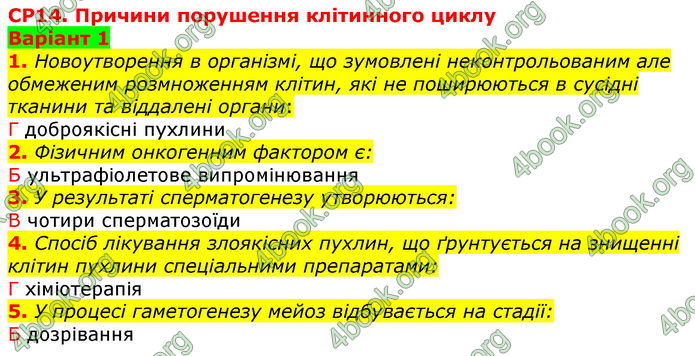 ГДЗ Зошит оцінювання Біологія 10 клас Безручкова