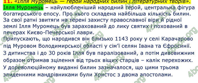 Відповіді Зарубіжна література 7 клас Волощук 2020